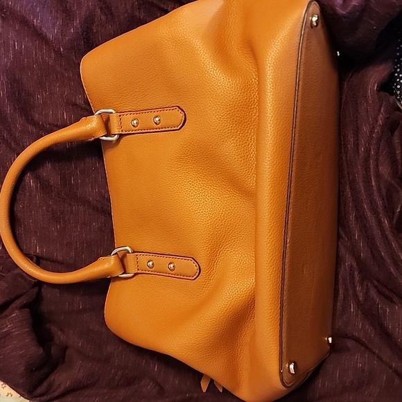 Kate Spade Larchmont Avenue Evangelie Satchel In Warm Cognac Pebbled Leather - Picture 2 of 13